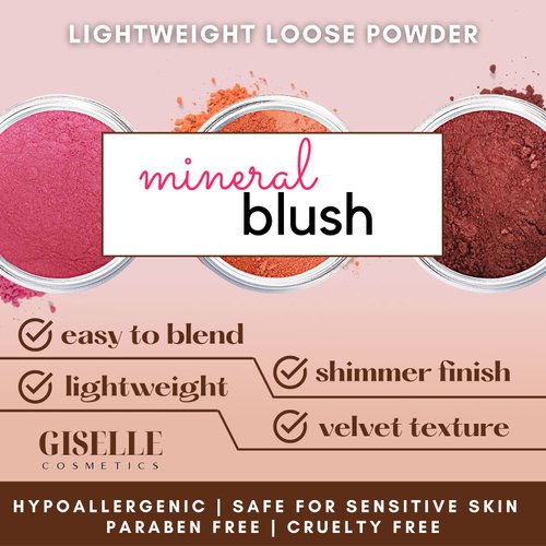 Giselle Cosmetics Rich Girl Matte Blush Makeup Mineral Makeup Pure Talc Free Minerals Matte Loose Face Makeup Powder Blush for Cheeks 5 Gram Travel Size Blush