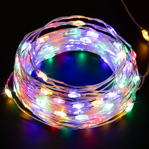 Multicolored Fairy String Lights, 40 Ft 120 Led Waterproof Starry Firefly String Lights Plug in on Silver Wire, Perfect for Crafts DIY Christmas Party Wedding Bedroom Indoor Decorations