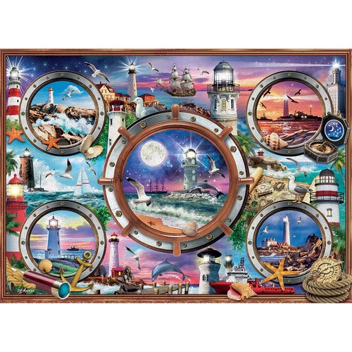 Cobble Hill 1000 Piece Puzzle - Lighthouses - Sample Poster Included