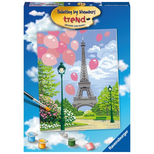 Ravensburger Paris in Spring Paint by Numbers Kit for Children - Painting Arts and Crafts for Kids Age 12 Years Up