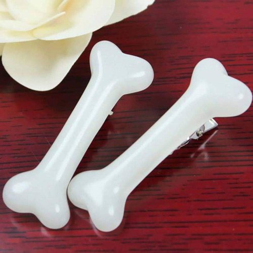 2Pcs White Dog Bone Hair Clips Hairpins Barrette,Punk Personality Women Lovely Hair Band Decorati...