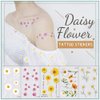 Oottati 15 Sheets Temporary Tattoo Stickers For Women Yellow White Daisy Flower Words Suit for Wrist Hand Neck