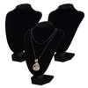 Foraineam 3 Pack Black Velvet Necklace Bust Display 3D Jewelry Chain Organizer Mannequin Model Display Stand Holder