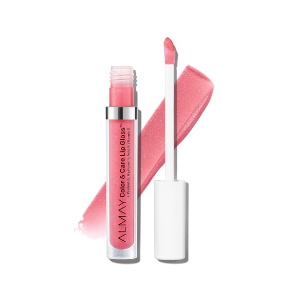 Almay Color & Care Hydrating Lip Gloss, Lip Makeup Stocking Stuffers for Women, Soft Natural Colors, Hyaluronic Acid, 100 Pink Twilight, 0.1 fl oz