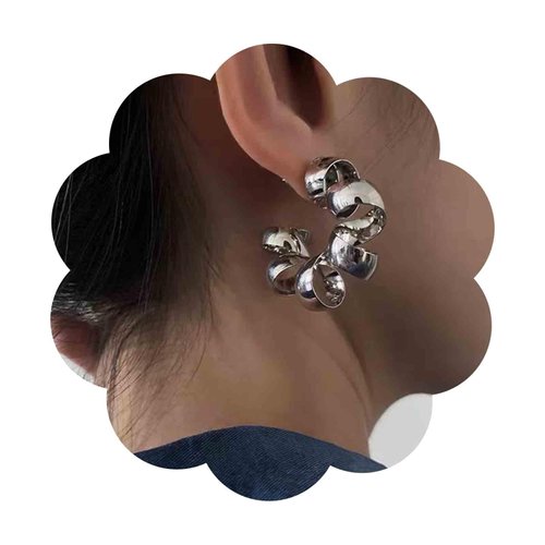Sttiafay Vintage Exaggerated Irregular Circle Earrings Twist Hoop Earrings Twisted Rope Round Earrings Silver Circle Hoop Dangle Earrings Jewelry for Women