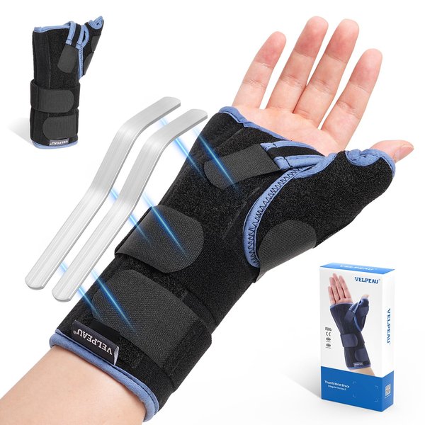 Velpeau Carpal Tunnel Wrist Brace with Thumb Stabilizer Night Support, Completely Stabilizes Wrist Thumb Joint, Pain Relief for Tendonitis, De Quervain's Tenosynovitis, Arthritis (Reg, Right Hand, M)