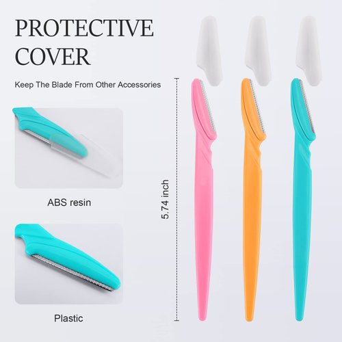 D 21 PCS Eyebrow Razor,Dermaplane Razor,Face Razors for Women,Dermaplaning Tool for Face,3 Colors Facial Hair Shavers with Precision Cover,Facial Hair Remover for Women