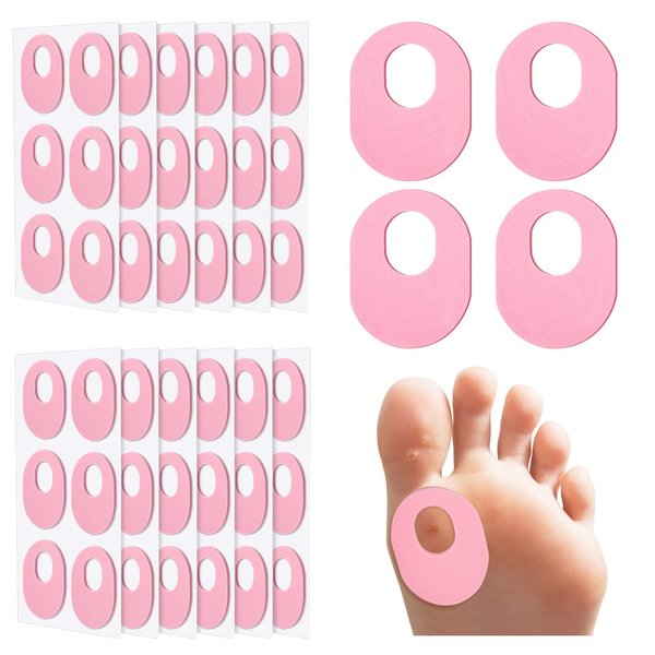 72 Count Soft Foam Callus Cushions Oval Corn Cushion Pads Self Stick Adhesive Foot Care Cushions Waterproof Corn Protectors for Feet Women Men (Pink)