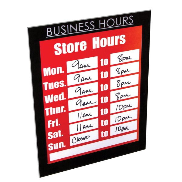 Nudell 37085BH Magnetic Business Hours Sign Holder, 8.5" x 11", Black