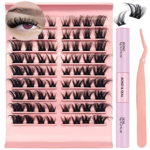 Cat Eyelash Clusters Kit Wispy Eyelash Cluster Lashes D curl Cat Eye Natural DIY Eyelash Extension Individual Lashes Cluster Wispy 3D False Eyelashes, by Yaiseiko