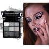 VERONNI Black Smokey Gray Silver Glitter Eyeshadow Palette, 9 Colors Matte&Shimmer&Glitter Eyeshadow Makeup, Long Lasting Blendable Neutral Eye Look, Highly Pigmented Eye Shadow Powder