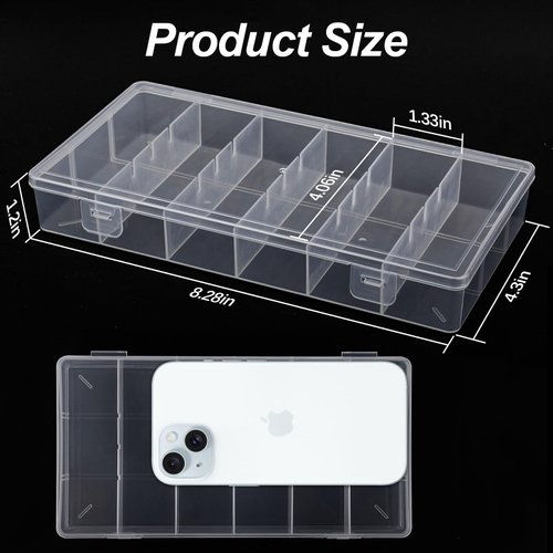 BAGTeck clear visible plastic storage box cosmetic tools storage box makeup tools fishing tackle accessory box organizer jewelry screws hardware accessories organizer box (2Pack)