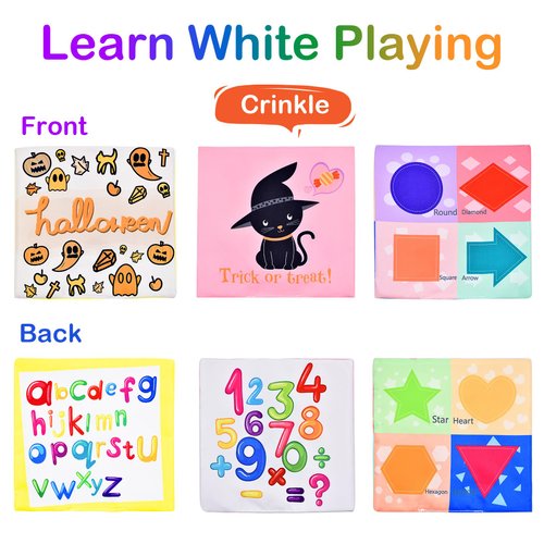 Cenmeytoy Halloween Baby Tissue Box Toy, Soft Montessori Tissue Box Baby Toys, High Contrast Crinkle Paper Sensory Toy for Boys Girls Kids Early Learning Gifts, Halloween Party Favors Gifts