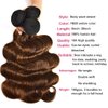 UNice Ombre Brown Highlight Body Wave Human Hair Weave 1 bundle 12 inch, Brazilian Remy Hair Dark Root Blonde Human Hair Weaves Extension Piano Color TFB30