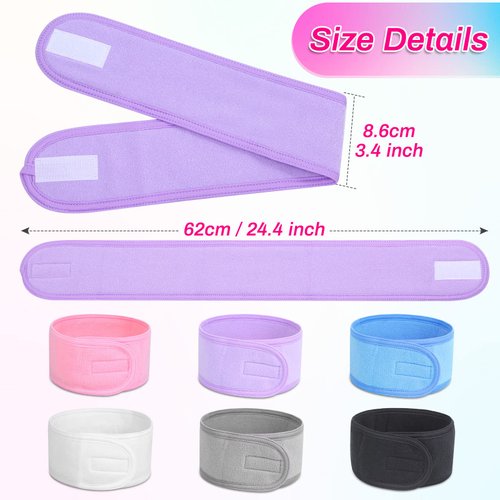 Sublaga Hairband, Spa Headband Hair Wrap - 6pcs colorful, Soft and Skin-friendly Material, Wide Applications, One Size Fits Most, For Face Wash, Makeup, Shower, Personal Use or Spa Business