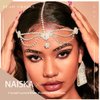 NAISKA Silver Rhinestone Layered Head Chain Jewelry for Women Long Tassel Crystal Rhinestones Cap Headpiece Bridal Wedding Party Belly Dance Rhinestone Flapper Headwear Accessories for Women and Teen