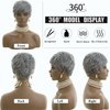 Short Gray Pixie Cut Wigs for Black Women Curly Style with Bangs and Natural Short Curly Wigs for Black Women Synthetic Wig Heat Resistant (Gray Pixie Cut)