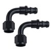SYKRSS 10AN 90 Degree Push Lock Swivel Hose End Fitting For Rubber Fuel Line Black 2pcs