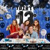 13th Birthday Decorations for Boys, 73PCS Blue Black Happy 13th Birthday Decorations Boy Girls 13 Year Old Birthday Balloons Banner, Tablecloth, Fringe Curtains Hanging Swirls Bday Party for Teenager