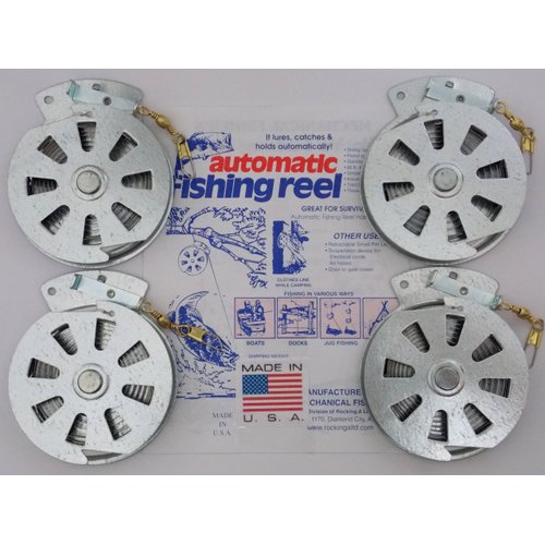 4 Mechanical Fisher's Yo Yo Fishing Reels -Package of 4 Reels- Yoyo Fish Trap -(FLAT TRIGGER MODEL)