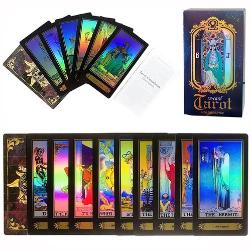 QNCIGER Tarot Cards Set, 78 Tarot Cards for Beginners, Surface Laser Tarot Card Deck with English Instructions Book