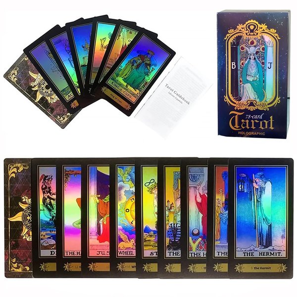 QNCIGER Tarot Cards Set, 78 Tarot Cards for Beginners, Surface Laser Tarot Card Deck with English Instructions Book