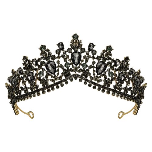 SWEETV Black Tiara Crown, Gothic Wedding Tiara for Women, Goth Birthday Crown, Costume Party Accessories for Prom Halloween Pageant