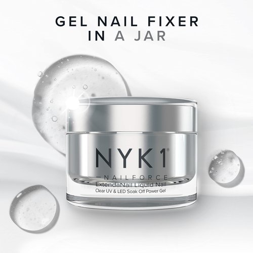 Strengthening Nail Builder Gel For Nails (.5 Fl Oz / 15ml) NYK1 NailForce Gel Builder For Nails Fix Split Broken Nail Strengthener - Clear Polygel Nail Gel Builder UV Gel and LED Hard Gel For Nails