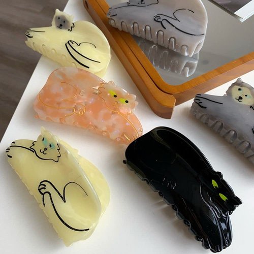 Fashion Texture Ragdoll Cat Amber Cat Scratch Clip Acetate Hair Clips Cartoon Cute HairPin Striped Styling Tool Hair Accessories