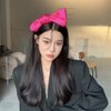 AIUPUOC Hot Pink Big Bow Headbands for Women Silky Fabric Rose Red Hair Bows HeadBand Hair Accessories Hair Band 1Pcs