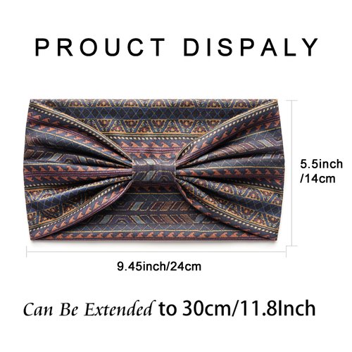 STGDAK Boho Headbands For Women Fashion Stretch Wide Hair Bands Knoted Turban African Style Head Bands Yoga Running Sweatband Elastic Headband Wrap Hair Accessories for Teen Girls 3 Pack