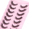 False Lashes Natural Look Fake Eyelashes Wispy Cat Eye Lashes Clear Band False Eyelashes 16MM Faux Mink Lashes Pack 7 Pairs by Ruairie