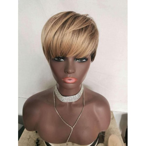 FCHW-wig Short Ombre Hair Wigs For Black Women Short Pixie Cuts Wigs For Black Women Short Straight Black Ladies Wigs Synthetic Short Wigs For Black Women African American Women Wigs BK1008