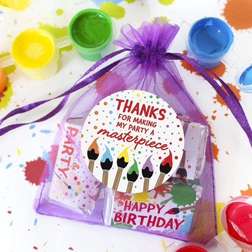 Art Birthday Party Thank You Labels, Paint Party Decorations - 40 Stickers