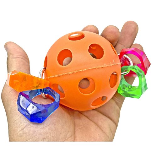 Bonka Bird Toys 3316 Ring Ball 6" Wide by 2.75" High Medium Parrot Foot Talon Cage Toy, Conure, Quaker, Ringneck, and Similar Sized Birds