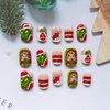 Christmas Fake Nails Short Square Press on Nails Full Cover Cute False Nails with Cartoon Heart Design Holiday Stick on Nails Glossy Cute Artificial on Nails for Winter Xmas Manicure Decoration 24Pcs
