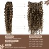 Hetto Curly Clip in Hair Extensions Human Hair Natural Wavy Clip in Human Hair Extensions #P4/27 Brown Highlight Blonde Curly Hair Extensions Clip in Human Hair 14 Inch 7Pcs 105g +20g