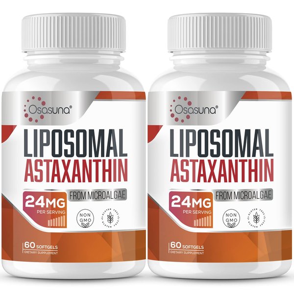 Liposomal Astaxanthin Supplement 24MG, Maximum Absorption, Antioxidant Stronger Than VIT C, Non-GMO & Gluten Free - 120 Softgels(4 Months Supply)