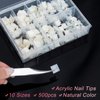 Short Nail Tips - Buqikma 500PCS French Short Style Nail Tip Natural Acrylic Nail Tips 10 Sizes False Nails for Nail Salon (Natural)