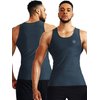 NELEUS Men's 3 Pack Compression Tank Top Tight Muscle Shirts,5074,Black (Grey)/Slate Gray/Navy,US L,EU XL