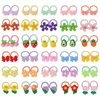 YISSION 60PCS Cute Hair Ties for Girls Colorful Elastics Hair Ties with Cartoon Flowers Bow Fruits Soft Rubber Bands Toddler Kids Baby Hair Accessories for Girls