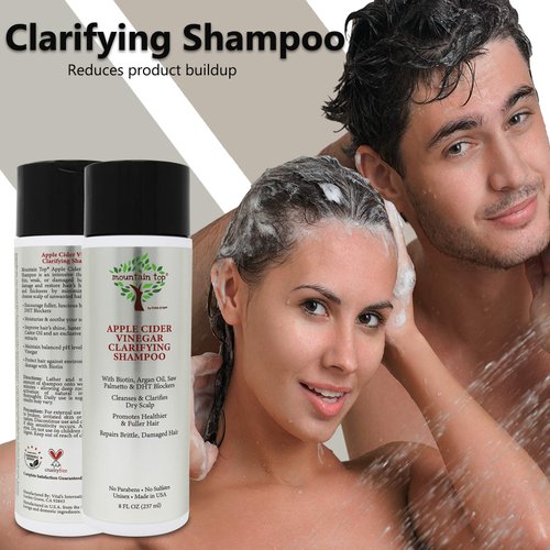 MOUNTAIN TOP Apple Cider Vinegar ACV Shampoo (8 oz / 273 ml) with Biotin, Castor Oil - Clarifying, For Fuller & Thicker Hair - Paraben, Sulfate Free - All Hair Types, Men & Women