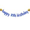 SUNbetterland Blue glitter Happy 10th Birthday Banner, Pre-Strung,Boys Kids 10th Birthday Party Decorations Supplies, Happy 10th Birthday