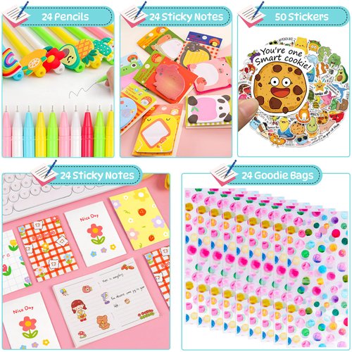 Mepmela Stationery Party Favors, 24pack Stationery Party Supplies for Kids, Birthday Goodie Bag Stuffers Valentines Classroom Gifts for Kids Bulk Valentine Class Gifts for Students