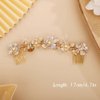Chargances Wedding Bride Flower Leaf Hair Comb Bridal Pearl Beaded Hair Vine Comb Crystal Headband HeadpiecesFashion Flower Hair Accessories (Gold)