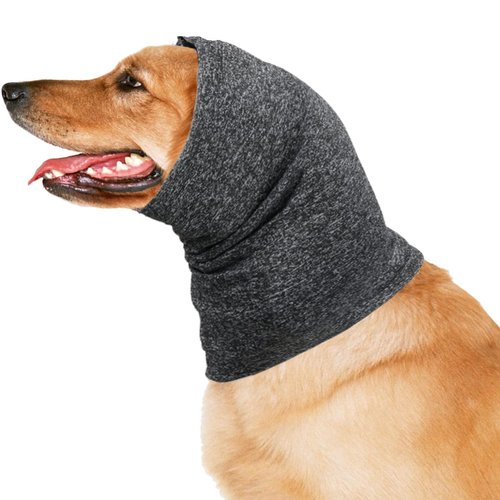 QIYADIN Pet Soft Snoods for Dogs, Quiet Ears Muffs Thunder Hat for Dog, Calming Dog Hood for Noise Protection, Anxiety Relief Head Wrap Ear Cover for Dog and Cats (Small, Black)