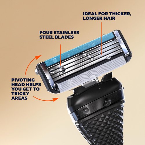 Dollar Shave Club Starter Set - Diamond Grip Razor Handle, 4 Blade Refills, and Razor Cover - Men's and Women's Precision Shaving Kit