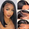 ALHER Short Bob Wig Small Cap Lace Front Wigs Human Hair Pre Plucked Straight, 13X4 Transparent Frontal Wigs 180% Density 14 Inch