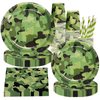 DISRUB Camouflage Party Supplies Tableware Set Including Camouflage Paper Plates Cups Napkins Straws Serves 16 for Camouflage Birthday Baby Shower Party