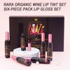 Rara Organic Wine Lip Tint Set, Multi color Six-Piece Pack Lip Gloss 6 pieces Set, 5ml Each